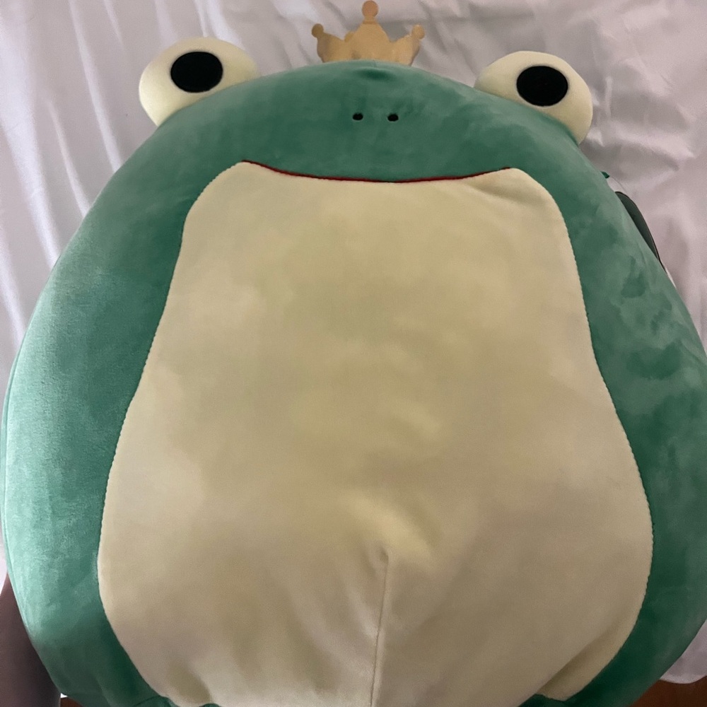 large green frog squishmallow with crown